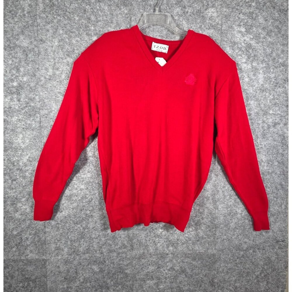 Vintage Izod NWT Men's Long Sleeve V neck Sweater Red Size L